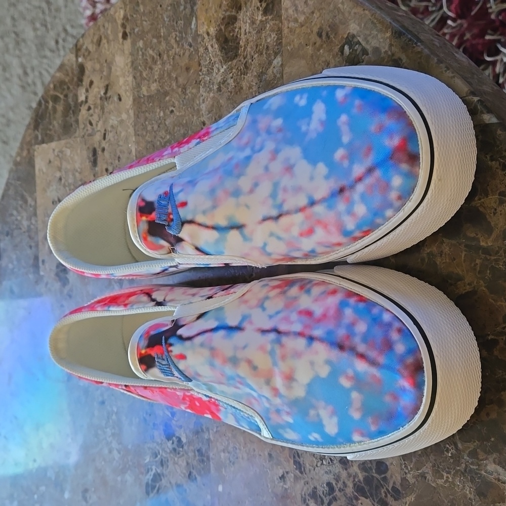 Cherry blossom Nike slip on